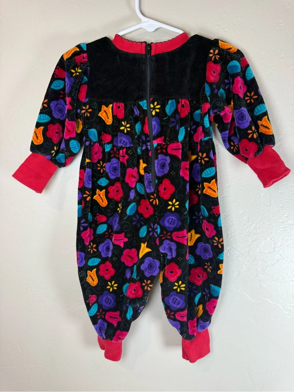 Vintage Gymboree Baby Girl Rainbow Tag 1995 Holiday Velour Romper newborn